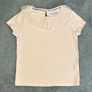 Mini Boden Light Pink Polka Dot Ruffle Tulle Tee